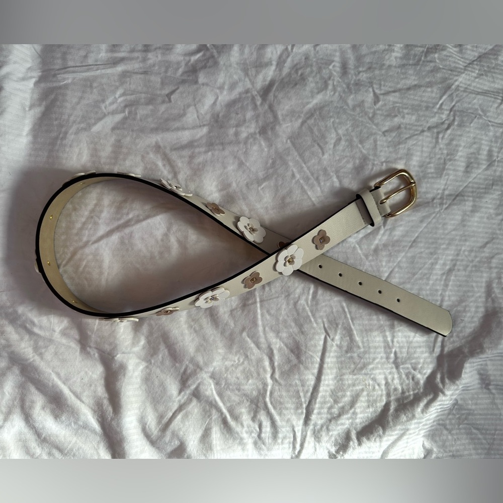 Floral White and Brown Women's Belt